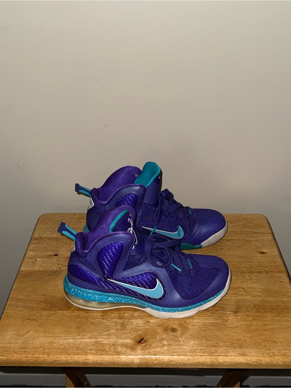 Size 7 Youth. Unisex. Nike LeBron 9 GS Summit Lake Hornets.